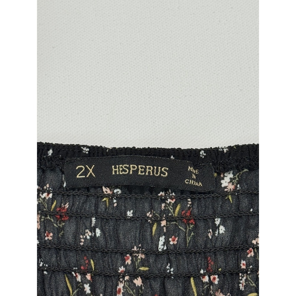 Hesperus Smocked Mini Dress Dark Floral Romantic Plus Size 2X - Picture 6 of 10